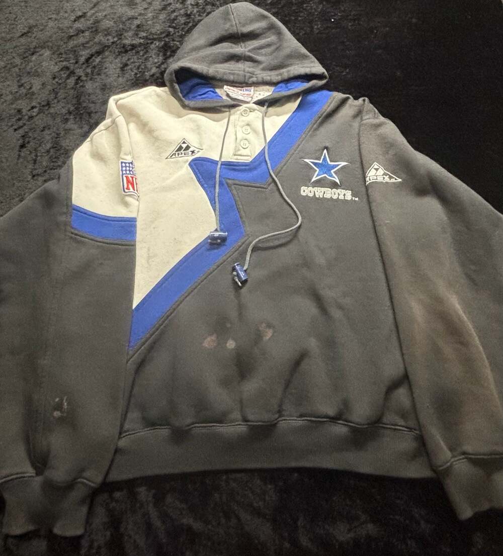 Men Medium Vintage Dallas Cowboys Pro Line Apex One Sharktooth Hoodie Sweatshirt